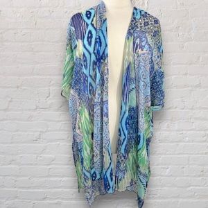 Gorgeous kimono or cover up in blues and greens